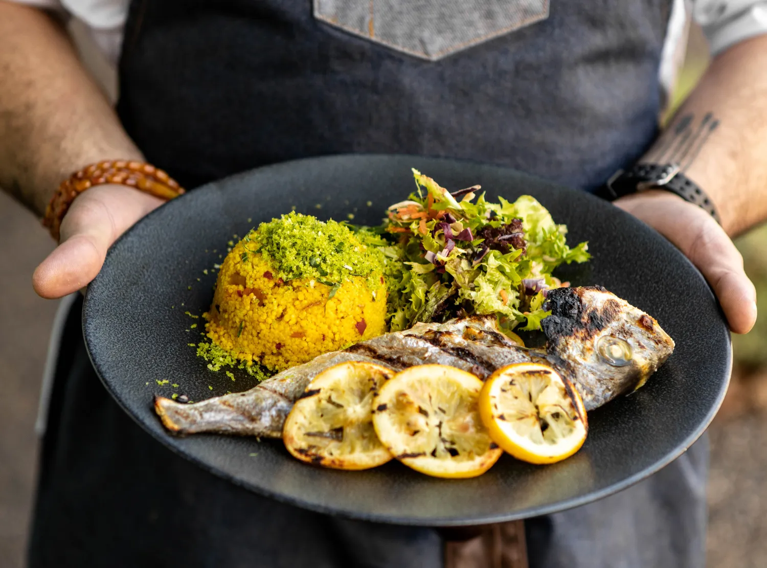 chef presenting dish