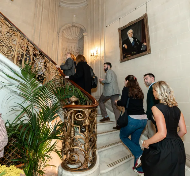 4 hamilton place interior people going up the stairs