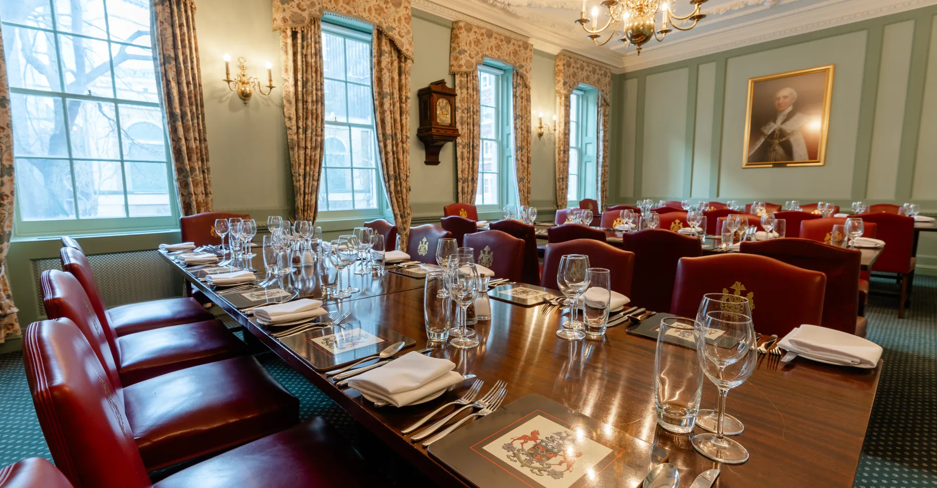 table setting for a lunch event at coopers' hall